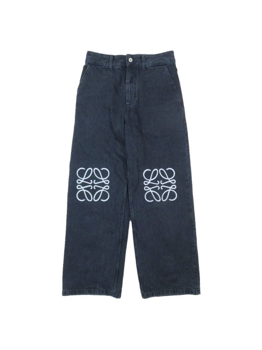 Loewe Anagram Baggy Jeans Denim Logo Patch Zip Fly Black 34
